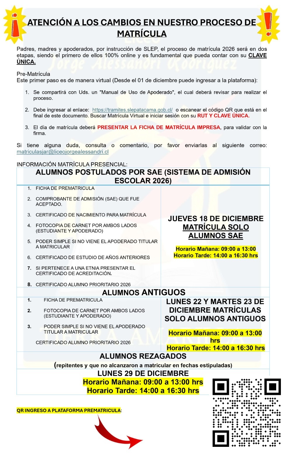 Información Matrícula 2026